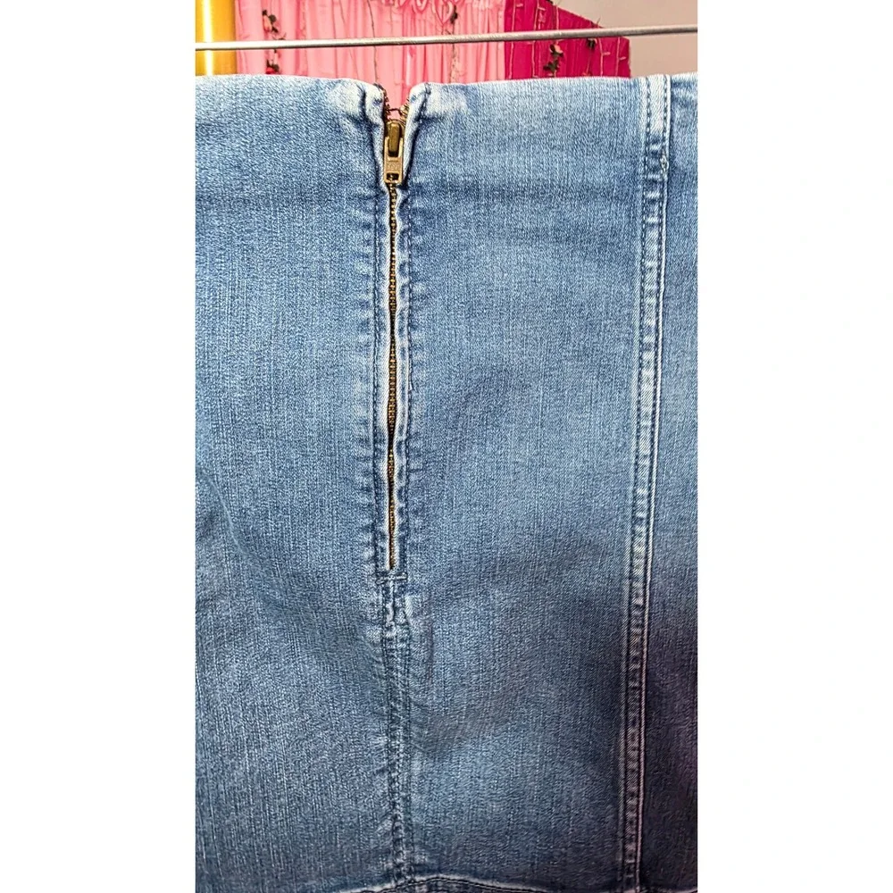 Free People Y2K Denim Mini Skirt Light Wash Blue Paneled High Rise Size 10 - Picture 7 of 9